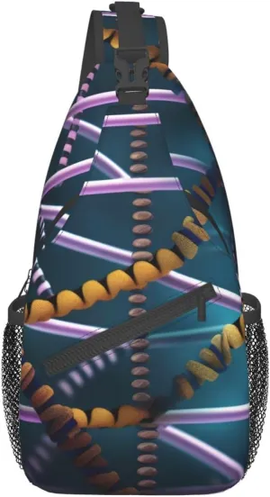 Dna Chain Photo Unisex Casual Diagonal Chest Bag,Multipurpose Crossbody Shoulder Bag Travel Hiking Daypack