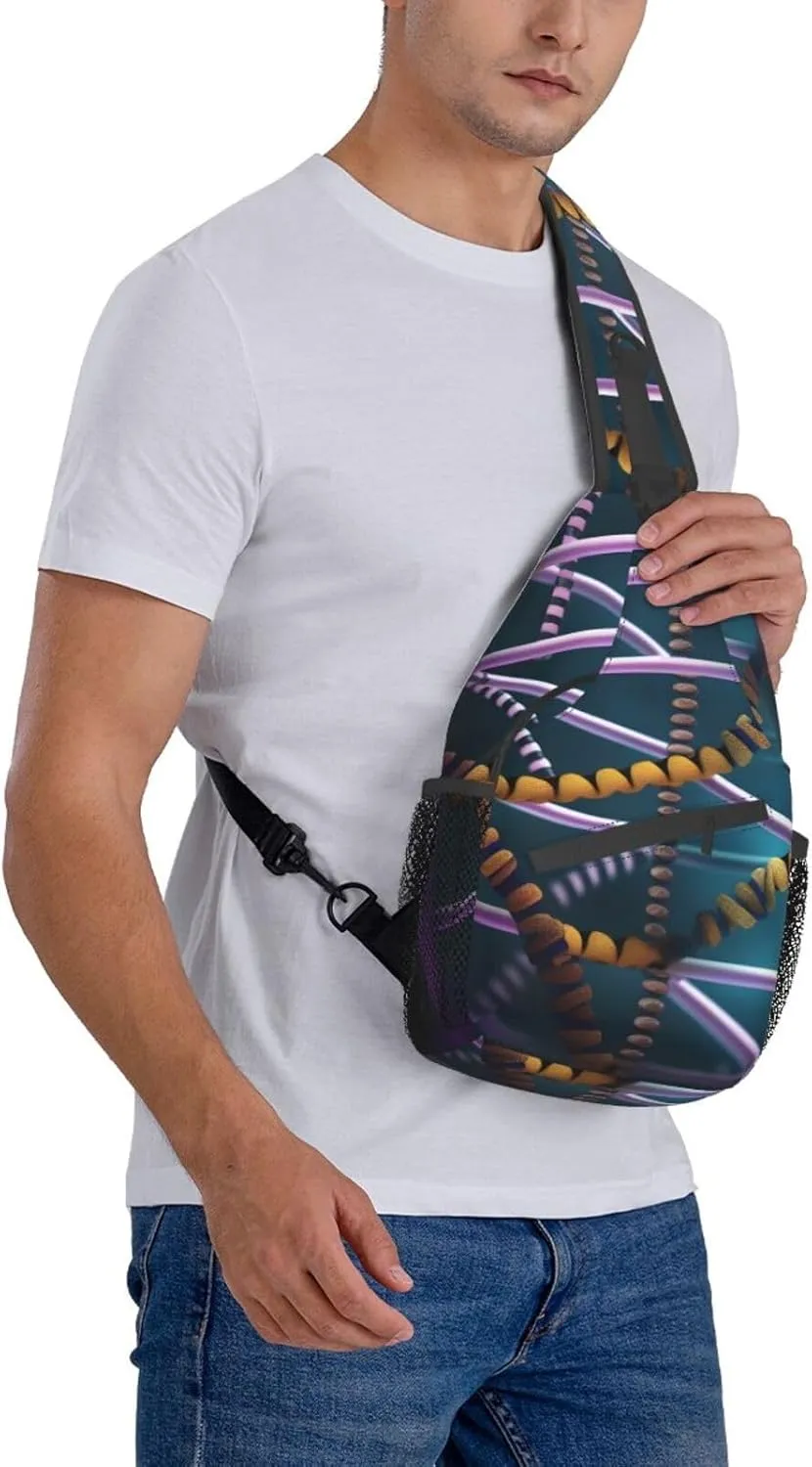 Dna Chain Photo Unisex Casual Diagonal Chest Bag,Multipurpose Crossbody Shoulder Bag Travel Hiking Daypack
