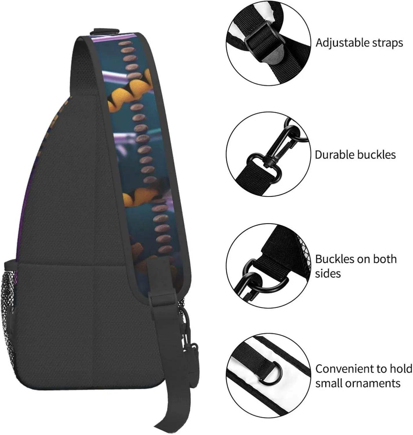 Dna Chain Photo Unisex Casual Diagonal Chest Bag,Multipurpose Crossbody Shoulder Bag Travel Hiking Daypack