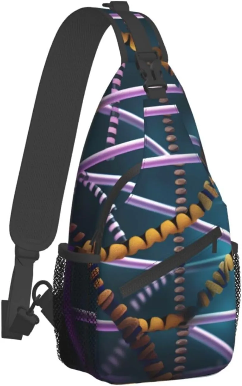 Dna Chain Photo Unisex Casual Diagonal Chest Bag,Multipurpose Crossbody Shoulder Bag Travel Hiking Daypack