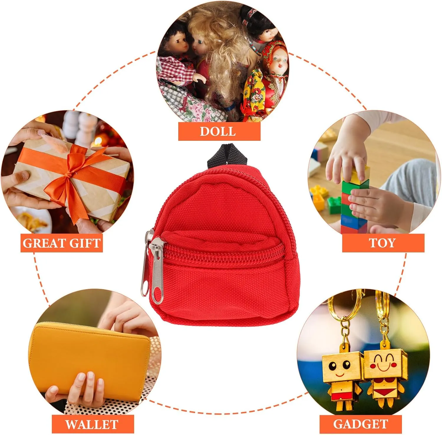 Doll Backpack Travel Daypack Traveling Accessories Backpacks for Mini House Decor Miniature Dolls Toys Dolly House Accessories Doll Costume Ornament Bag Polyester Red Baby Set