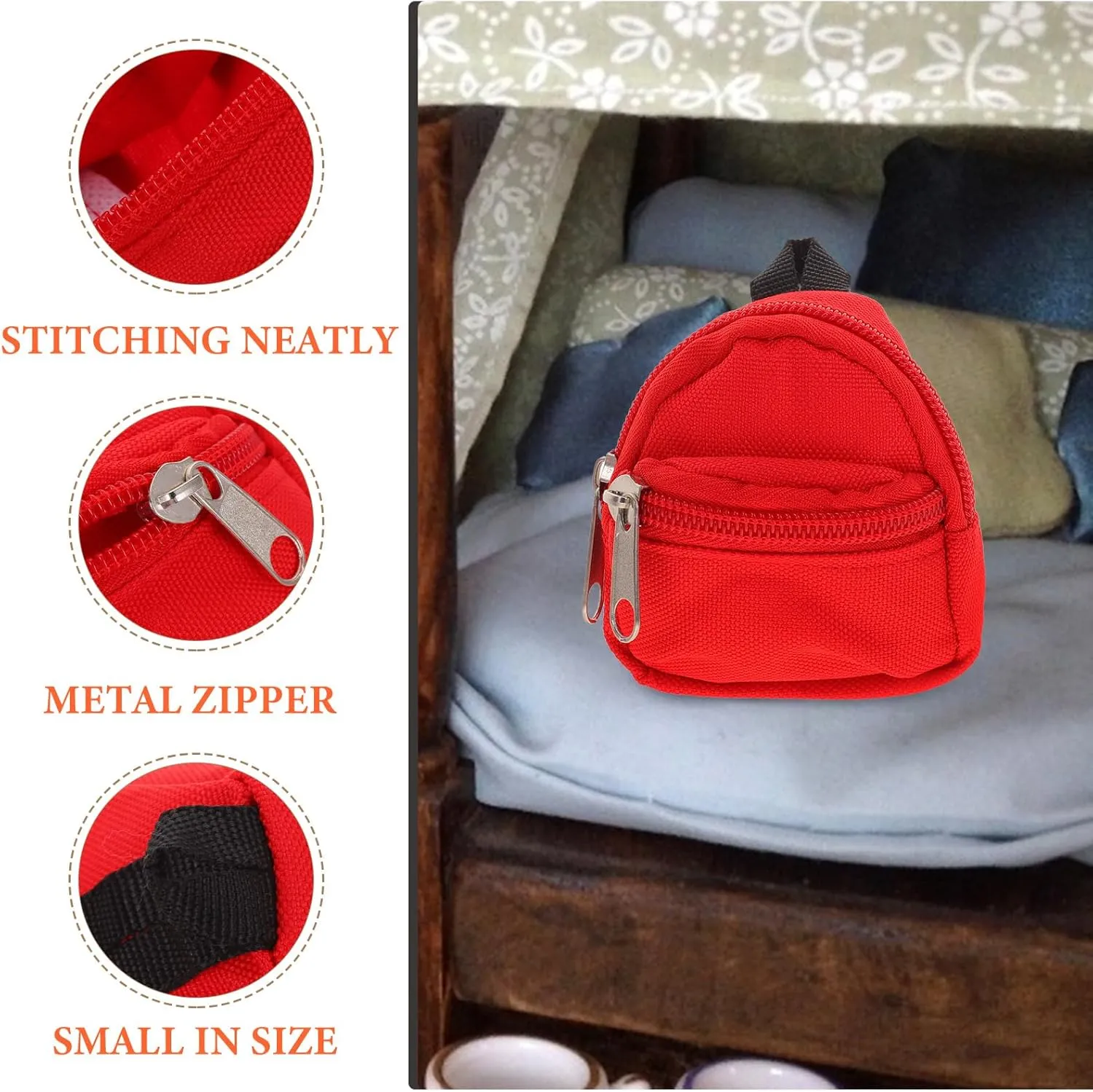 Doll Backpack Travel Daypack Traveling Accessories Backpacks for Mini House Decor Miniature Dolls Toys Dolly House Accessories Doll Costume Ornament Bag Polyester Red Baby Set