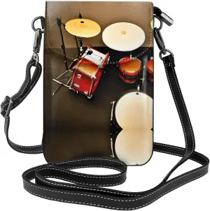 Drum Set-Standard Crossbody Bag For Women Leather Cellphone Shoulder Purses Fashion Travel Designer Wallet, Black