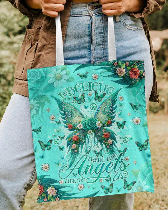 Durable Canvas Tote Bags - I BELIEVE THERE ARE ANGELS AMONG US WINGS - Lightweight &amp, High-Capacity Options by EBDR 01220524