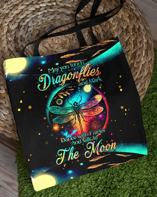 Durable Canvas Tote Bags - MAY YOU TOUCH DRAGONFLIES AND STARS - Lightweight &amp, High-Capacity Options by EBDR 01220524