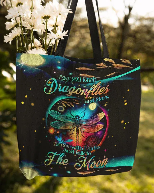 Durable Canvas Tote Bags - MAY YOU TOUCH DRAGONFLIES AND STARS - Lightweight &amp, High-Capacity Options by EBDR 01220524
