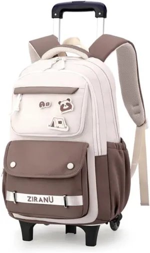 EKUIZAI Trolley Backpack for Girls Middle Kids School Bags with Wheels Rolling School Bags for Teen Girls