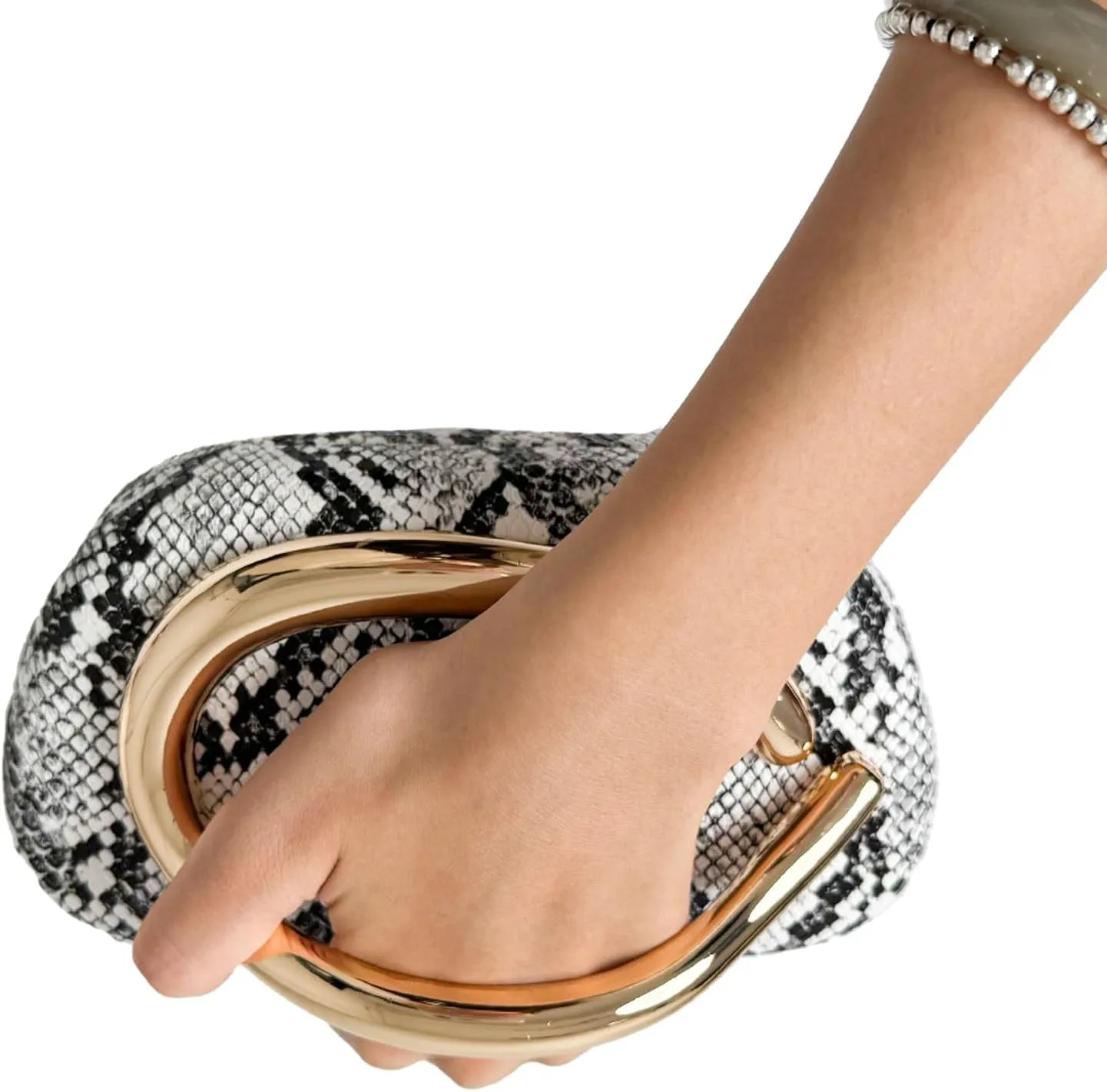 Elegant Evening Clutch Bag Vintage Handbag Chain Cross Body Metallic Handle Mini Purse Snake Floral Party Formal Gala Wedding