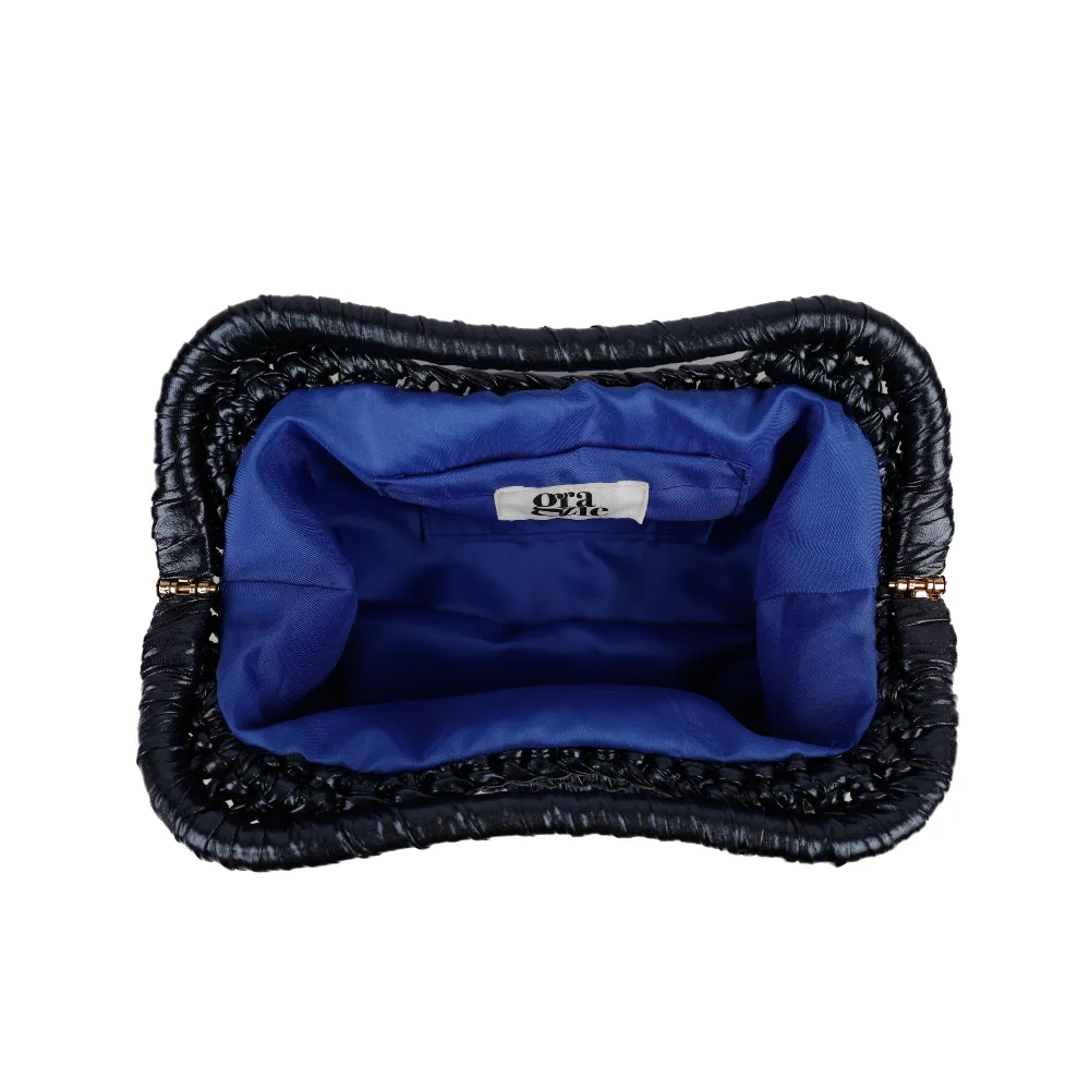 Elena Metallic Clutch - Cosmic Blue Black