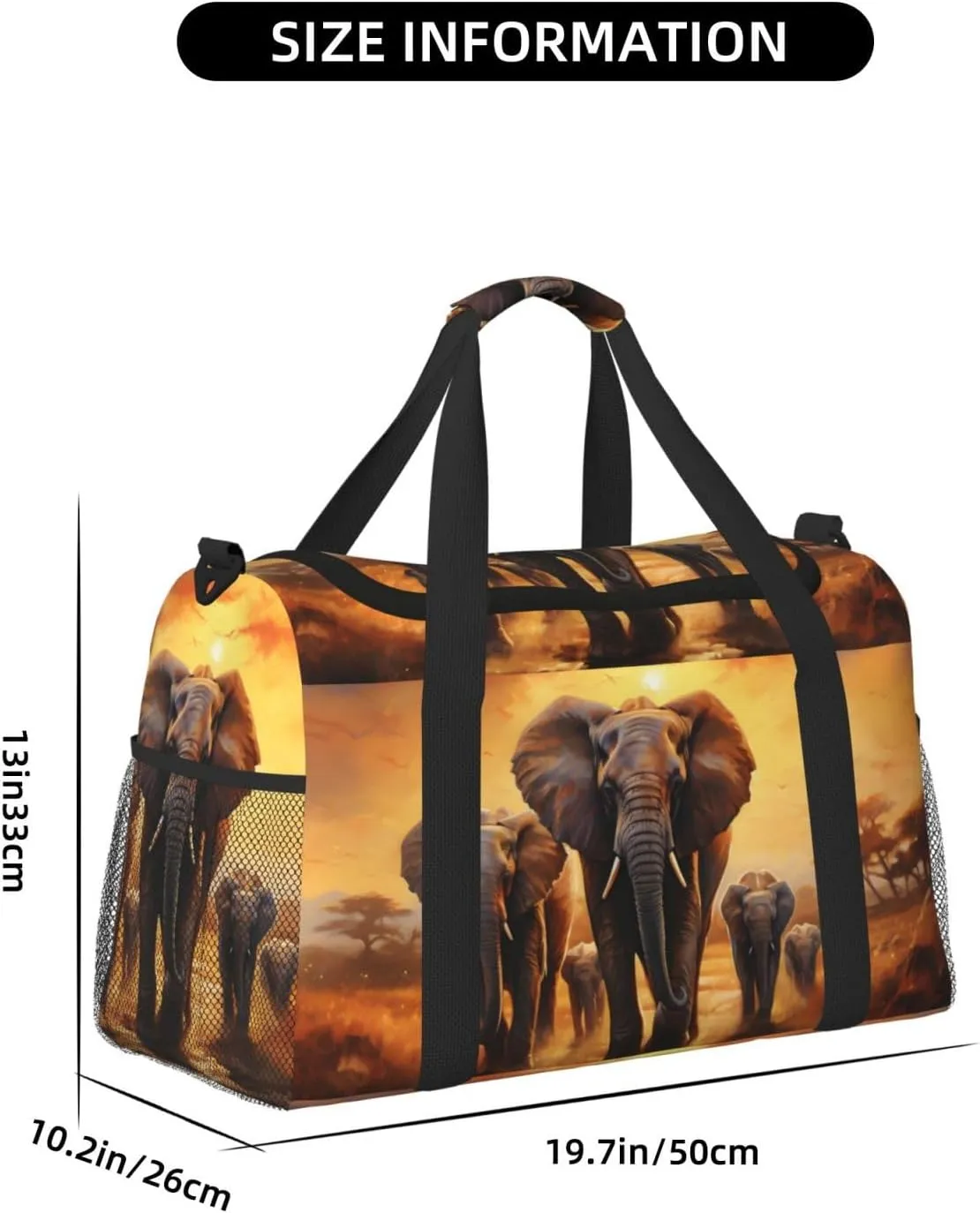 Elephant Migration Duffle Bag Foldable Travel Tote Bag Carry On Large Weekender Overnight Bags Waterproof Gym Bag For Women Men