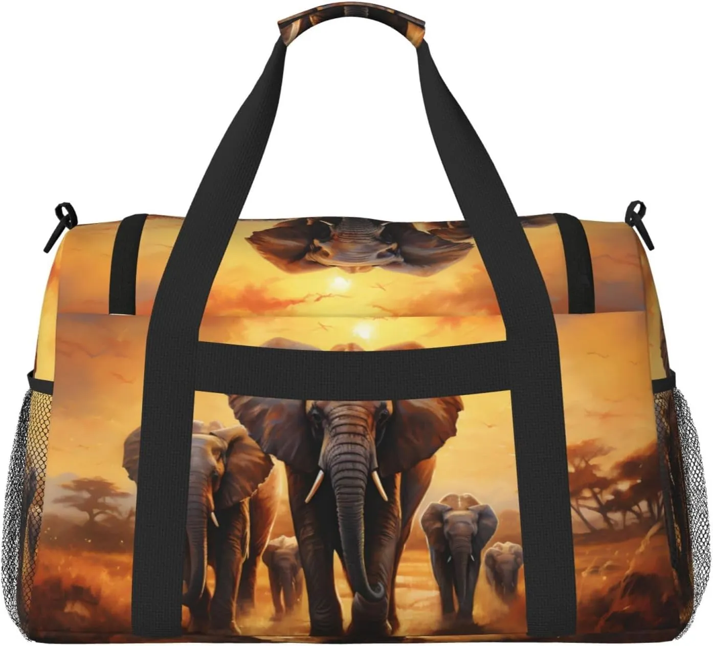 Elephant Migration Duffle Bag Foldable Travel Tote Bag Carry On Large Weekender Overnight Bags Waterproof Gym Bag For Women Men