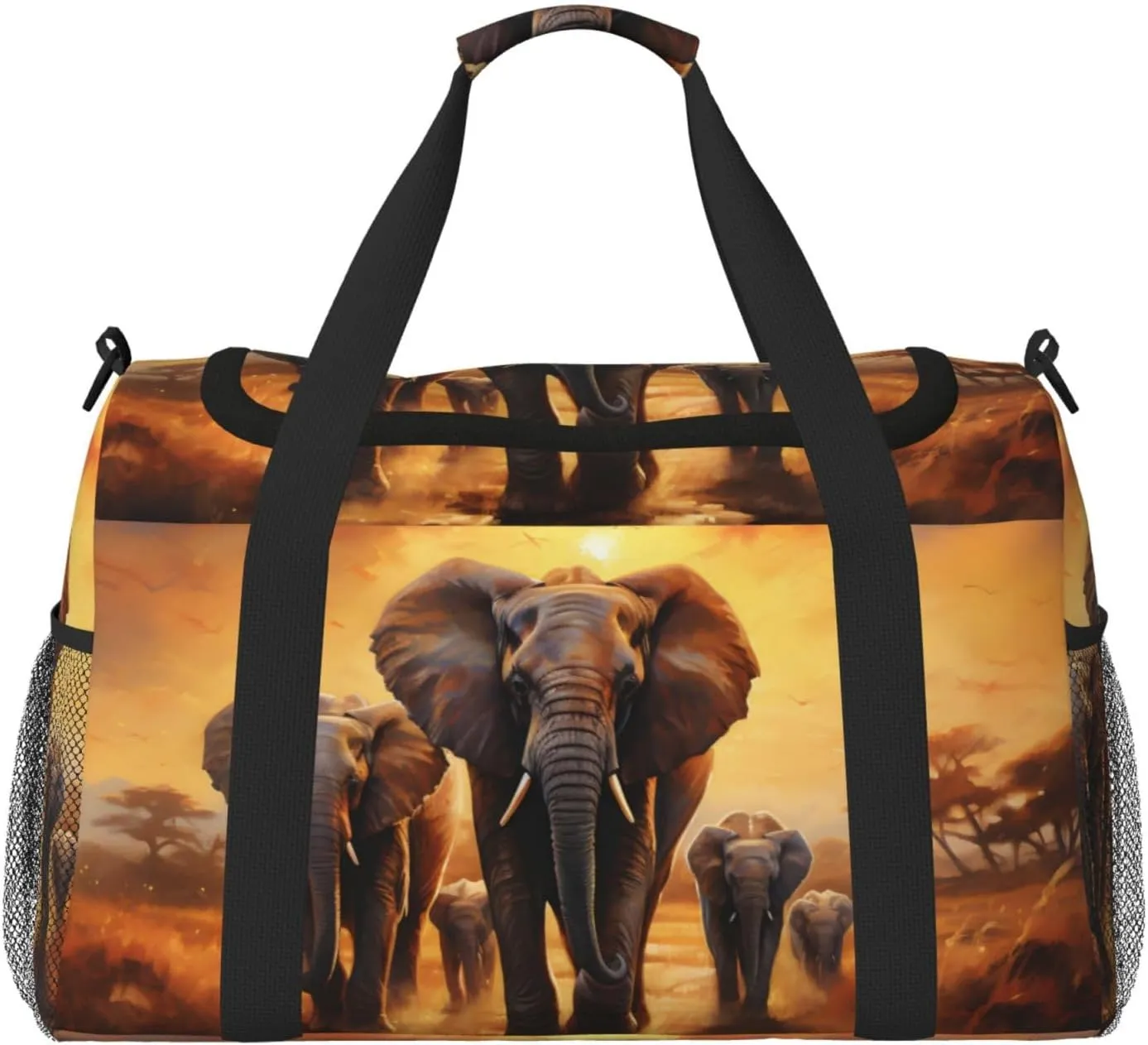 Elephant Migration Duffle Bag Foldable Travel Tote Bag Carry On Large Weekender Overnight Bags Waterproof Gym Bag For Women Men