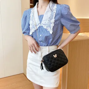 Embroidered Diamond Butterfly Decorative Tassels Chain Crossbody Bags
