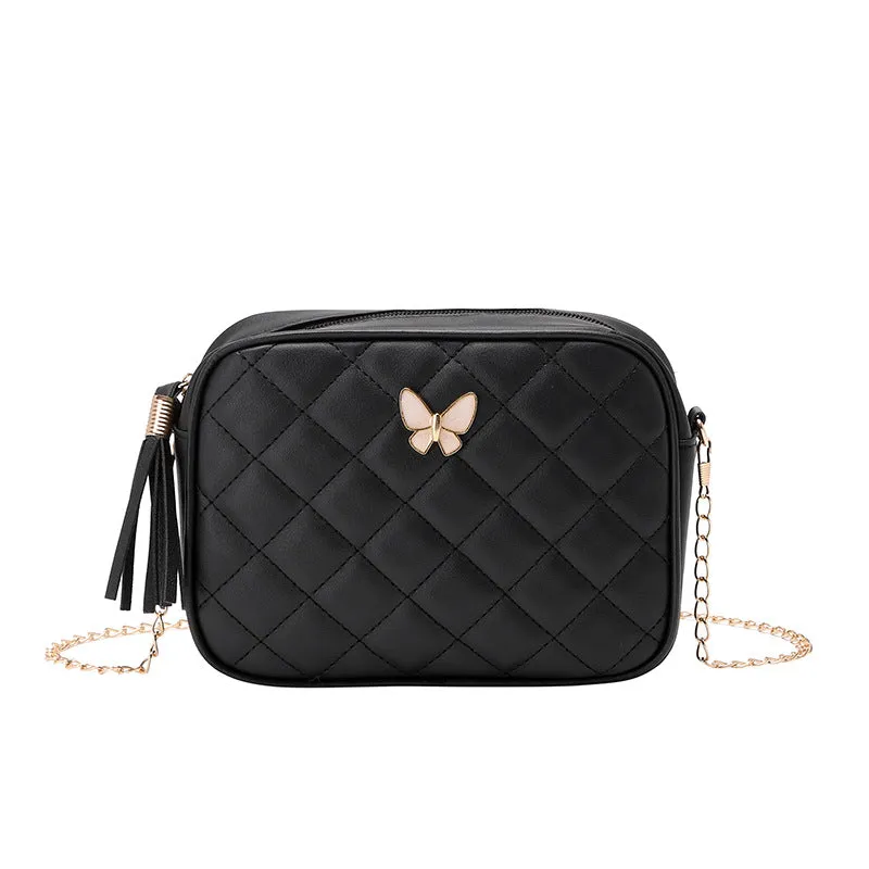 Embroidered Diamond Butterfly Decorative Tassels Chain Crossbody Bags