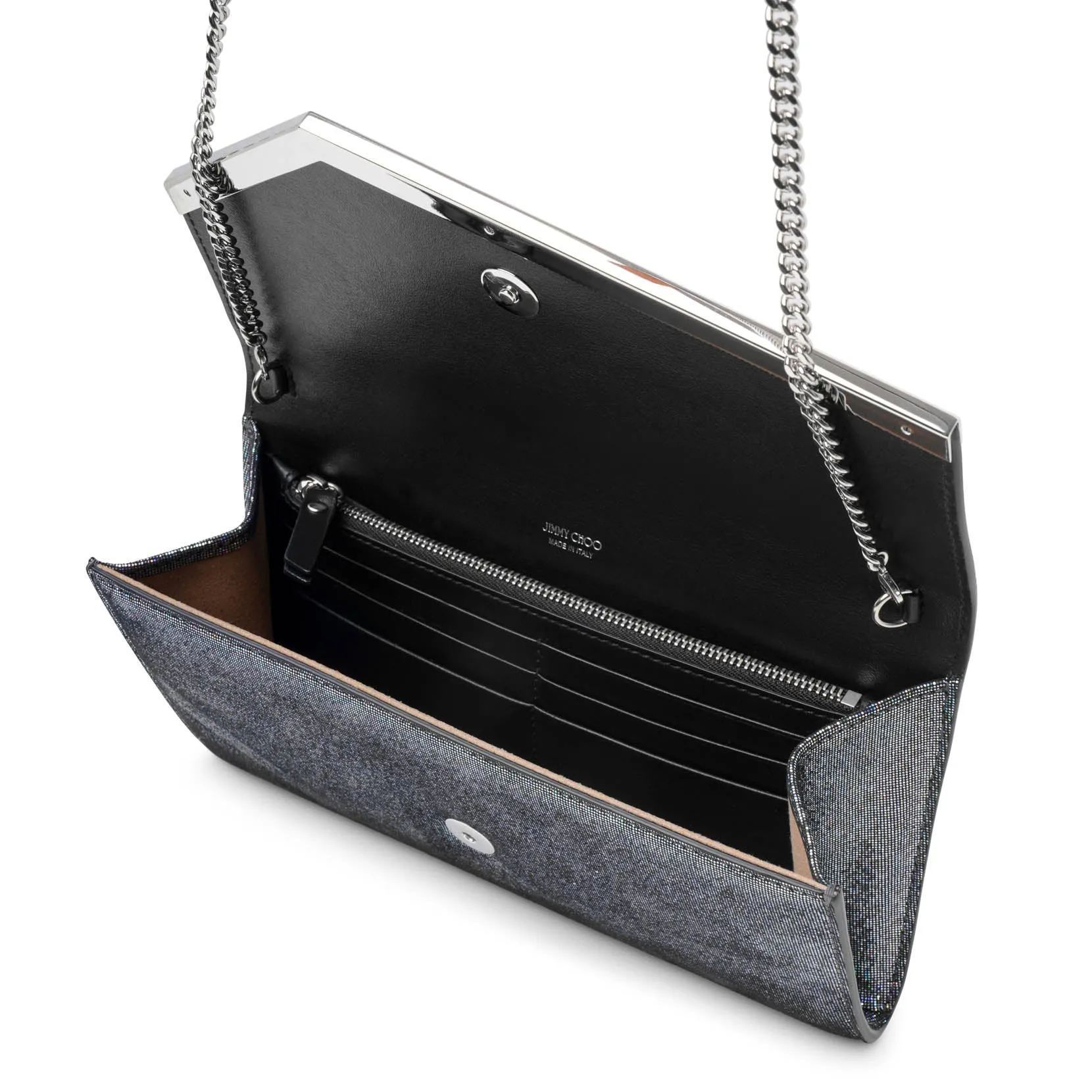 Emmie silver glitter clutch