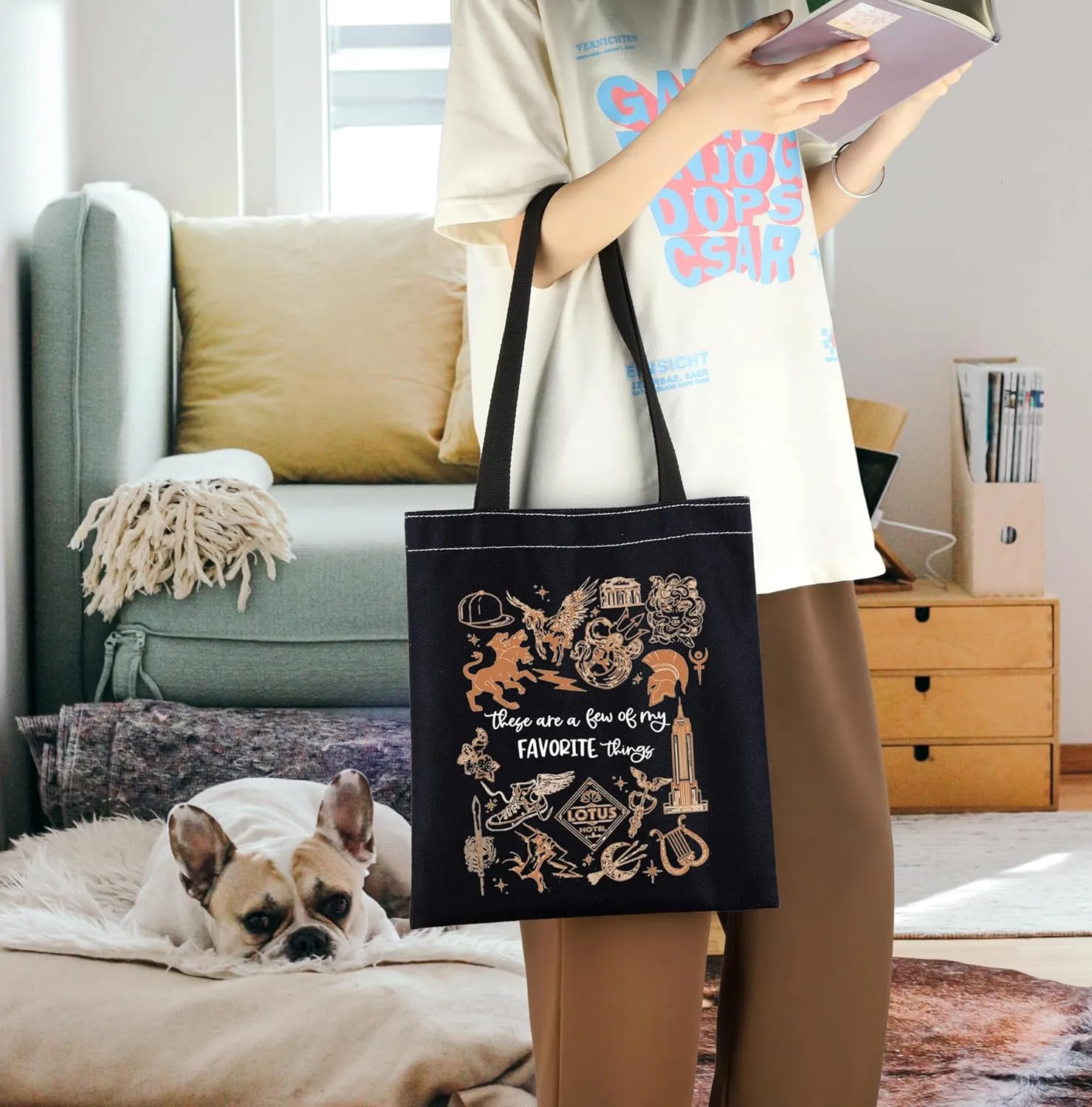 ENSIANTH Camp Half Blood Inspired Tote Bag PJO Movie Merch Percy Fan Gift Long Island Sound Shoulder Bag Greek Mythology Gift
