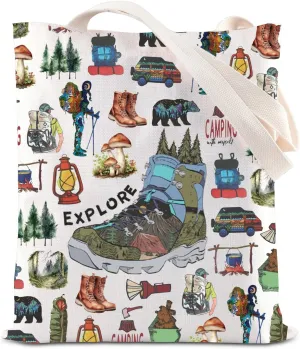 ENSIANTH Explore Tote Bag Mountain Adventure Lover Gift Camper Shoulder Bag Hiking Gift Outdoor Camping Gift Wanderlust Gift
