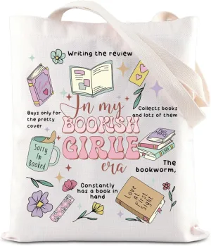 ENSIANTH In My Bookish Girlie Era Romance Reader Tote Bag, Bookaholic Gift for Book Lovers, Bookish Social Club Handbag