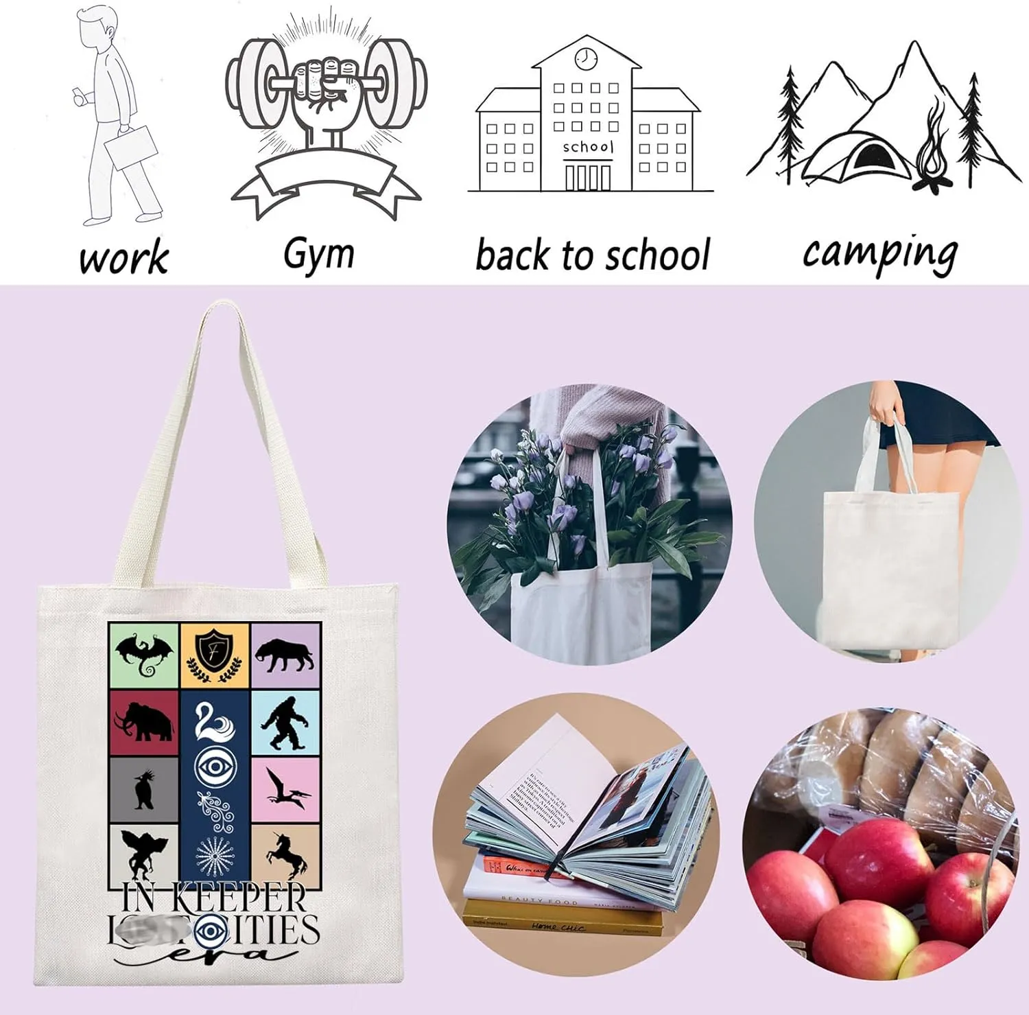 ENSIANTH KOTLC Inspired Gift Foxfire Academy Tote Bag Bookish Handbag Black Swan Gift KOTLC Bookworm Bag