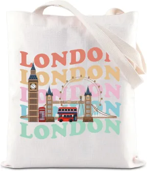 ENSIANTH London Trip Shopping Bag London Tower Bridge Souvenir Gift England Vacation Travel Gift British Traveller Tote Bag