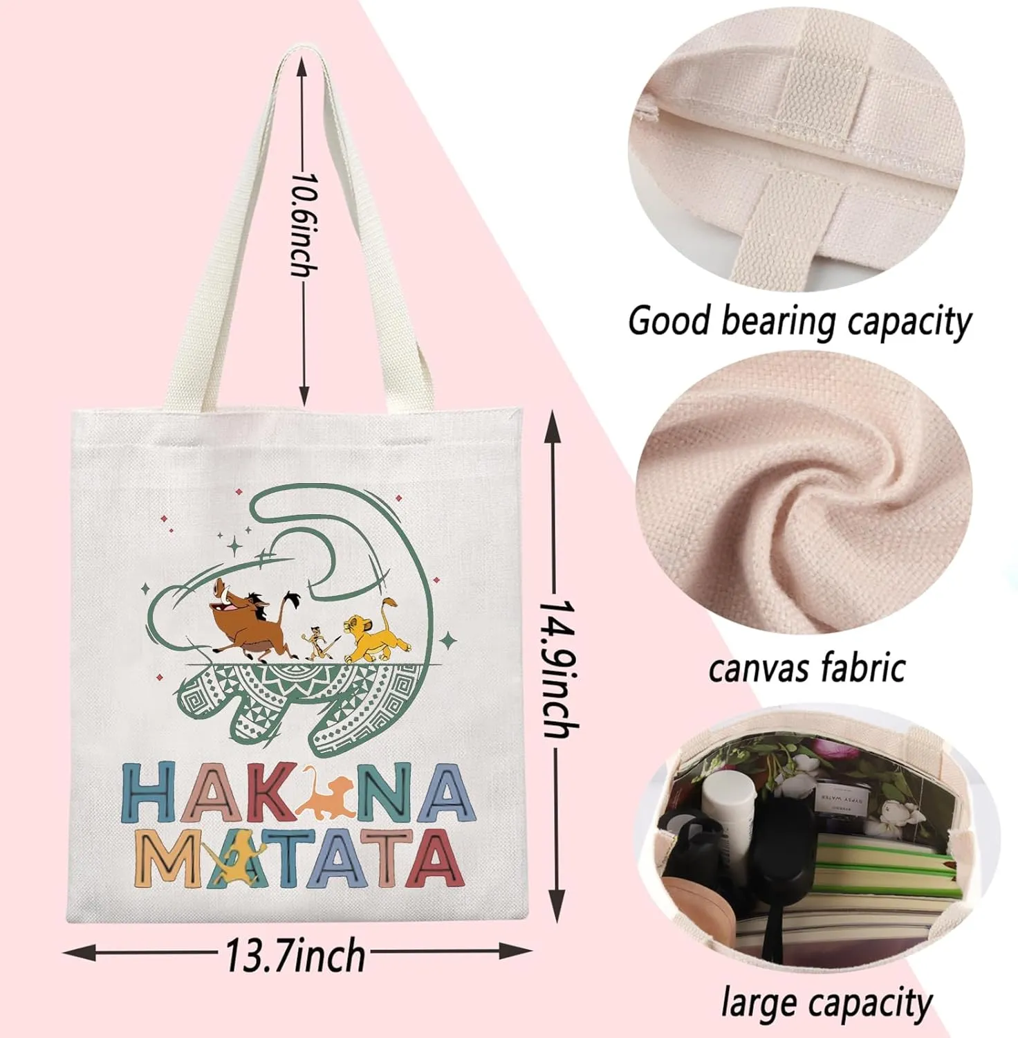 ENSIANTH The Lion Inspire Gift Lion lover Tote Bag Animal Kingdom Gift Cartoon Fans Handbag Animal King Movie Merch