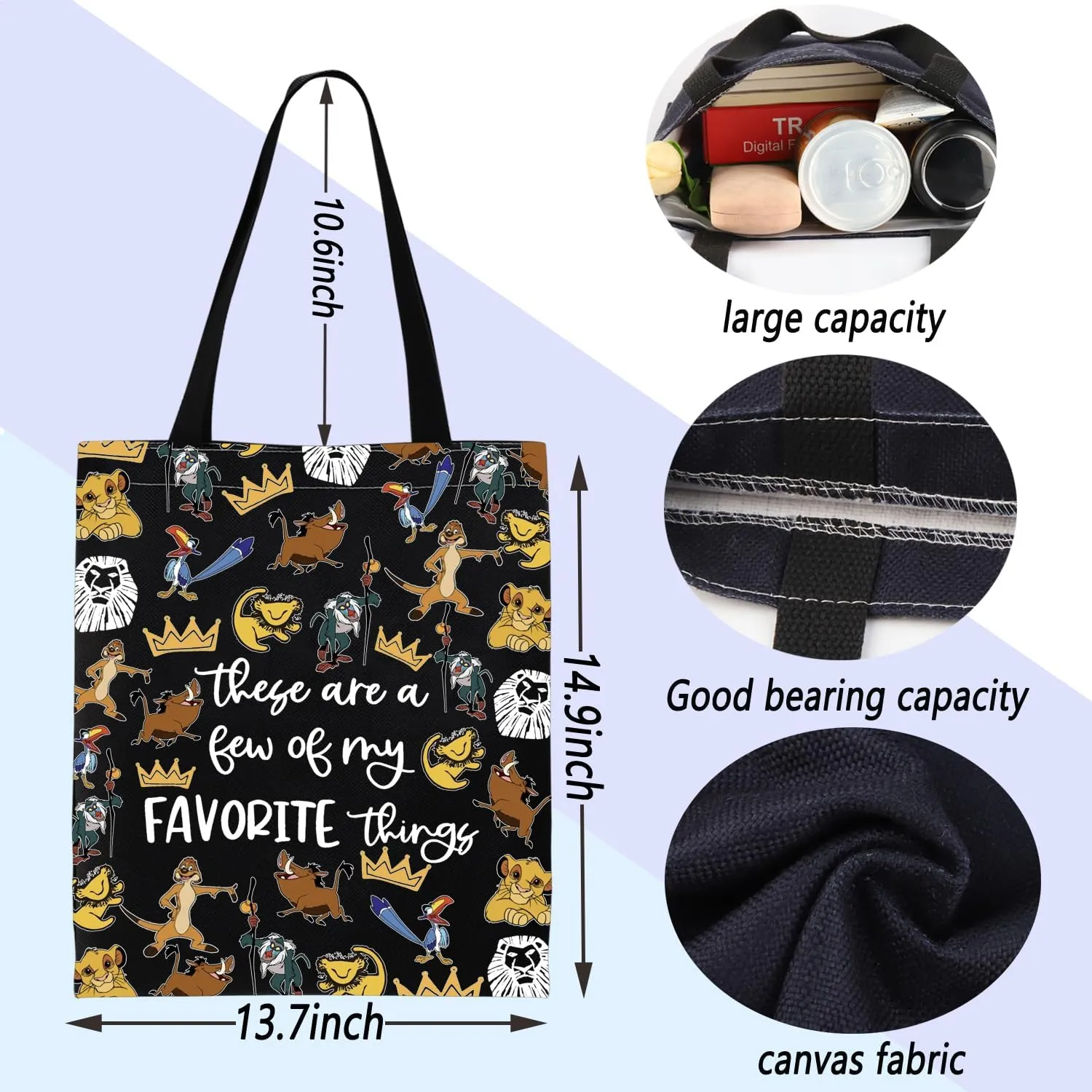 ENSIANTH The Lion Inspire Gift Lion lover Tote Bag Animal Kingdom Gift Cartoon Fans Handbag Animal King Movie Merch