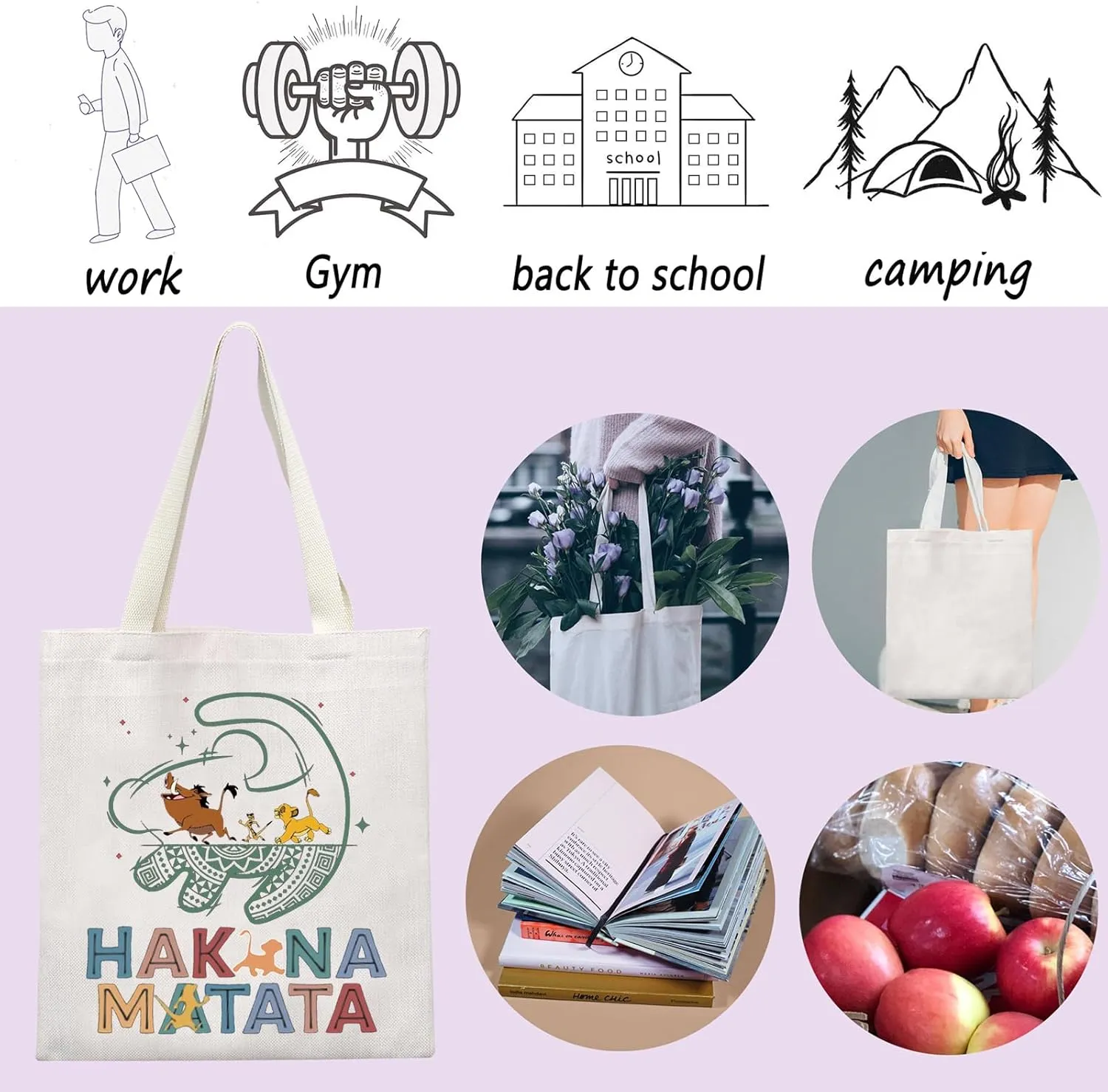 ENSIANTH The Lion Inspire Gift Lion lover Tote Bag Animal Kingdom Gift Cartoon Fans Handbag Animal King Movie Merch