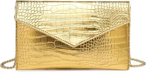 Envelope Clutch Purse for Women Leather Handbag Evening Bag with Detachable Chain for Wedding Party Prom