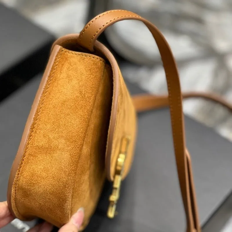 ESMEE - Kaia Small Suede Saddle Bag Camel
