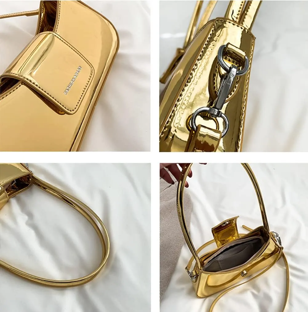 Evening Bag Women Clutch Y2k Sparkly Silver Purse Tote Handbag Shoulder Party Purses Cute Metallic Crossbody Bags 2025