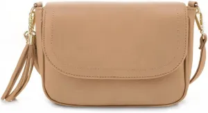 EVVE Small Crossbody Bags for Women Trendy Flap Saddle Purses with Tassel Vegan leather Shoulder bag