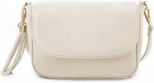 EVVE Small Crossbody Bags for Women Trendy Flap Saddle Purses with Tassel Vegan leather Shoulder bag