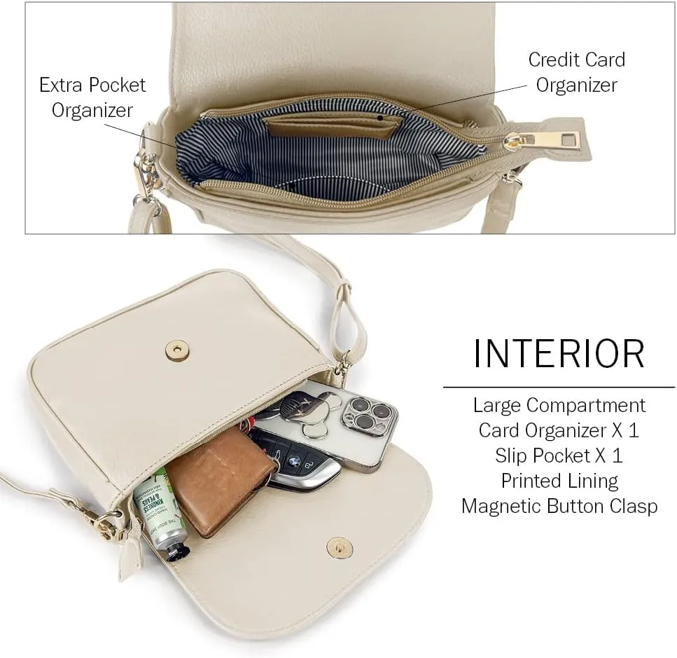 EVVE Small Crossbody Bags for Women Trendy Flap Saddle Purses with Tassel Vegan leather Shoulder bag