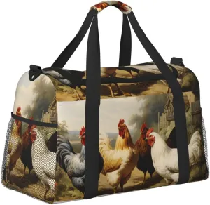 Farm Hens Duffle Bag Foldable Travel Tote Bag Carry On Large Weekender Overnight Bags Waterproof Gym Bag For Women Men