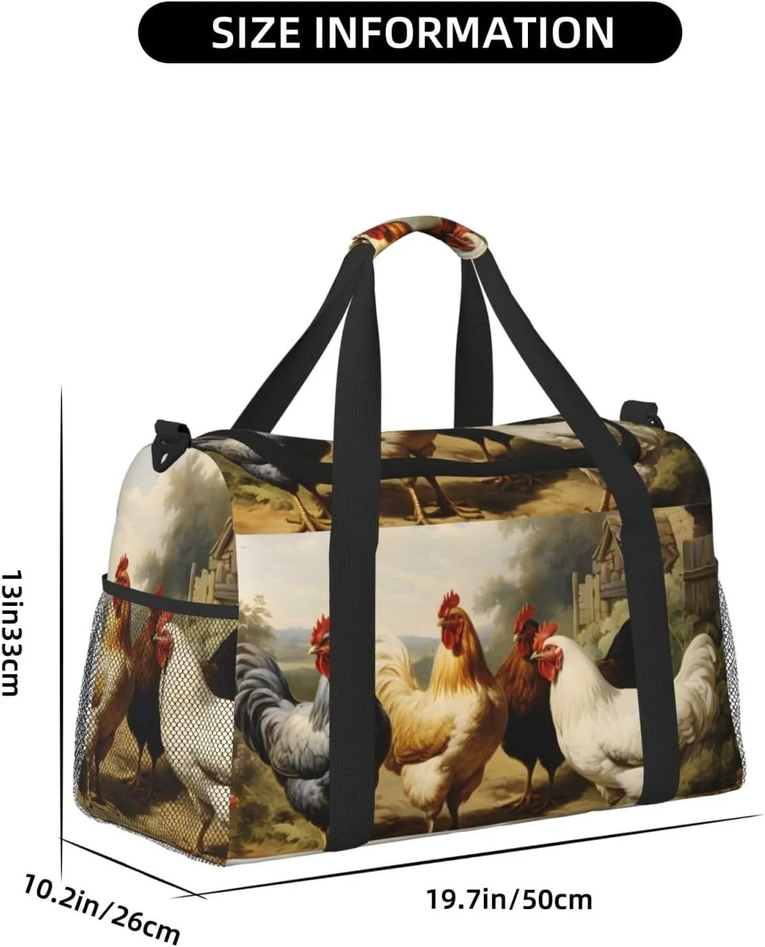 Farm Hens Duffle Bag Foldable Travel Tote Bag Carry On Large Weekender Overnight Bags Waterproof Gym Bag For Women Men