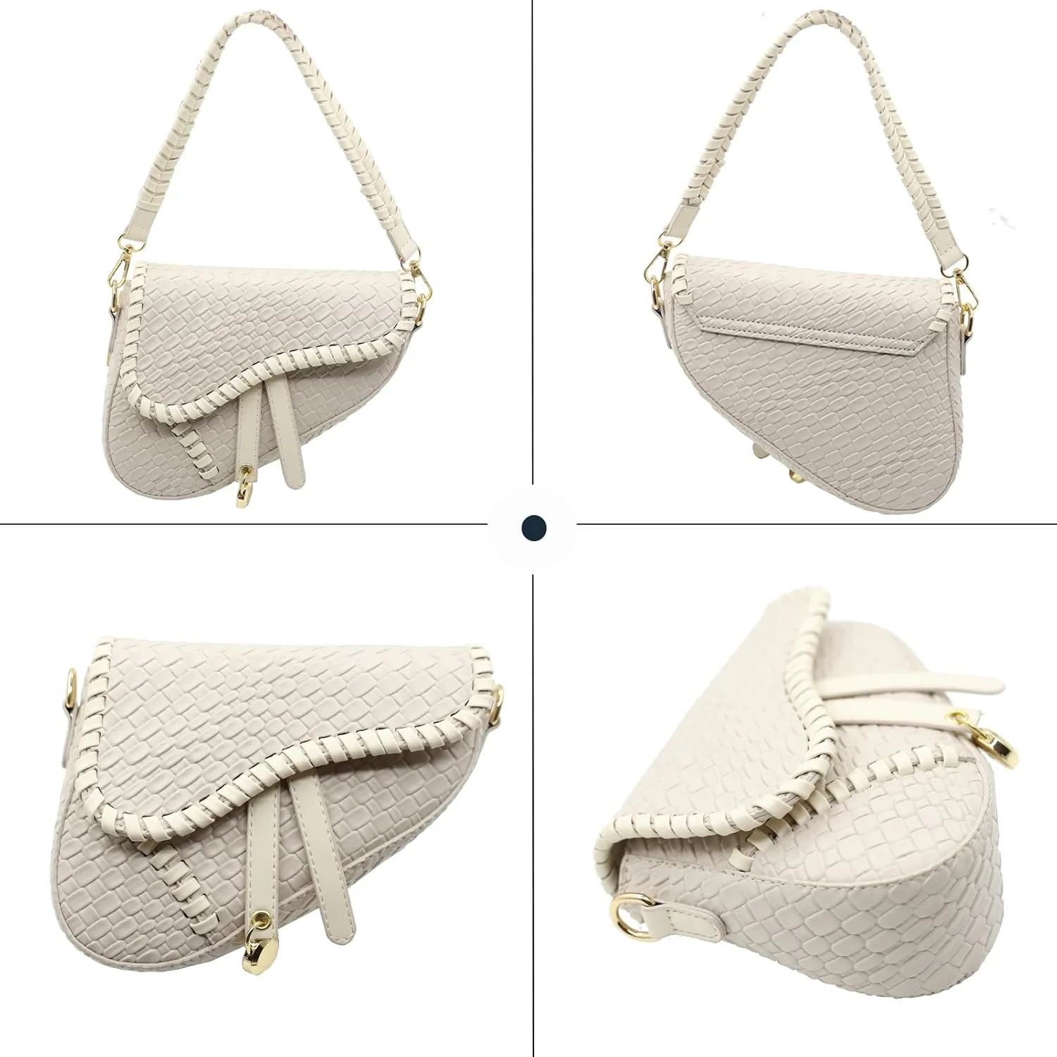 fashion women saddle shoulder bag clutch purse small crossbody satchel handbag woven imitation crocodile leather bag