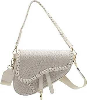 fashion women saddle shoulder bag clutch purse small crossbody satchel handbag woven imitation crocodile leather bag