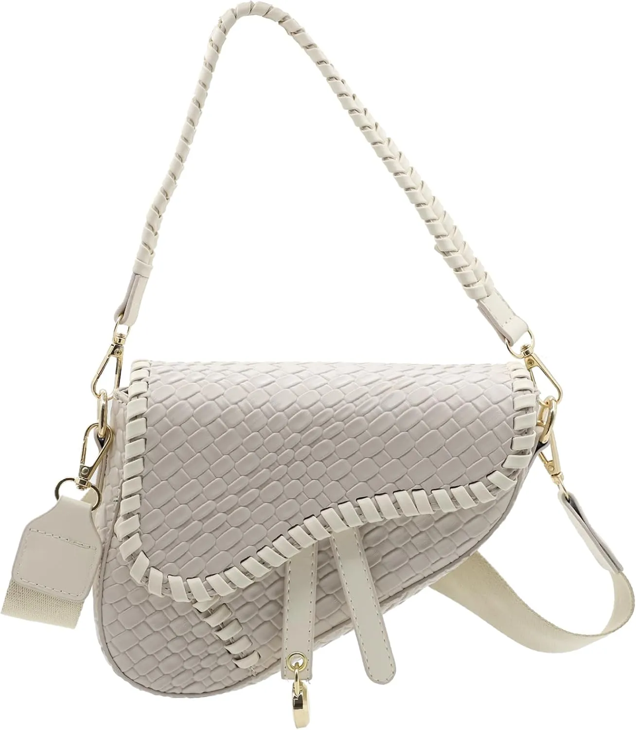fashion women saddle shoulder bag clutch purse small crossbody satchel handbag woven imitation crocodile leather bag