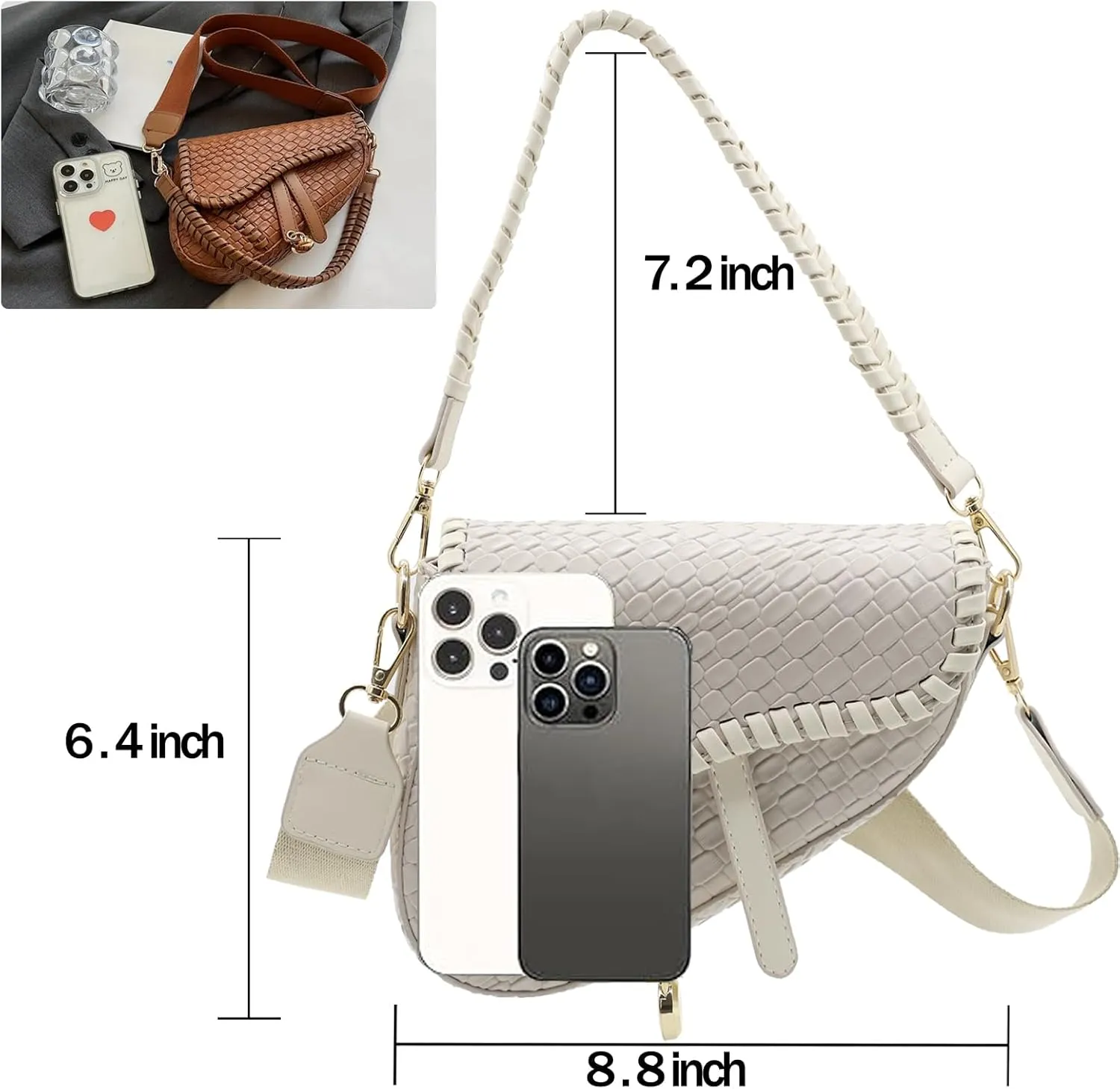 fashion women saddle shoulder bag clutch purse small crossbody satchel handbag woven imitation crocodile leather bag