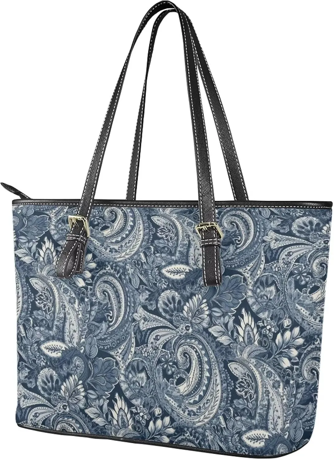 Faux Leather Tote Bag for Women, Modern Art Zipper Shoulder Bag Purses Large Capacity Casual Handbag Work, College