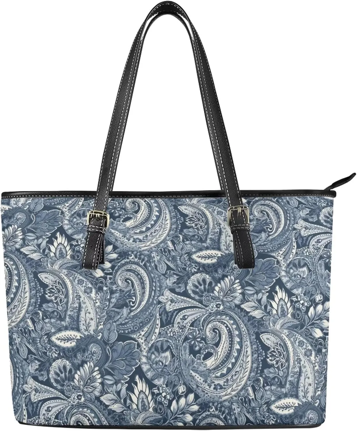 Faux Leather Tote Bag for Women, Modern Art Zipper Shoulder Bag Purses Large Capacity Casual Handbag Work, College