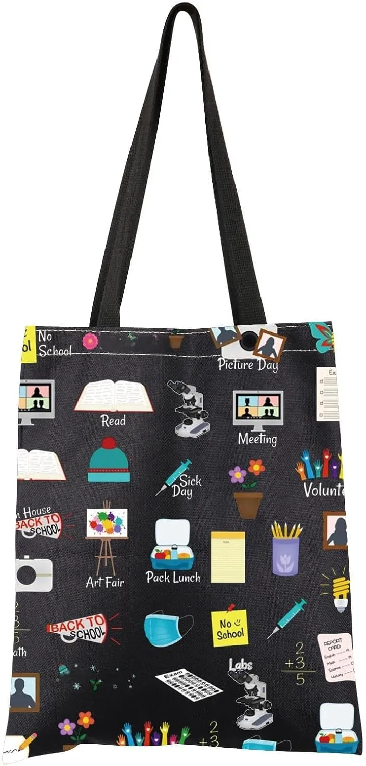FEELMEM Back To S-chool Gift Spring Break Winter Break Teacher Travel Tote Bag New Teacher Portable Shoulder Bag For Teachers
