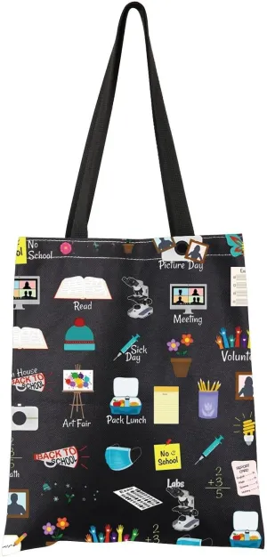 FEELMEM Back To S-chool Gift Spring Break Winter Break Teacher Travel Tote Bag New Teacher Portable Shoulder Bag For Teachers