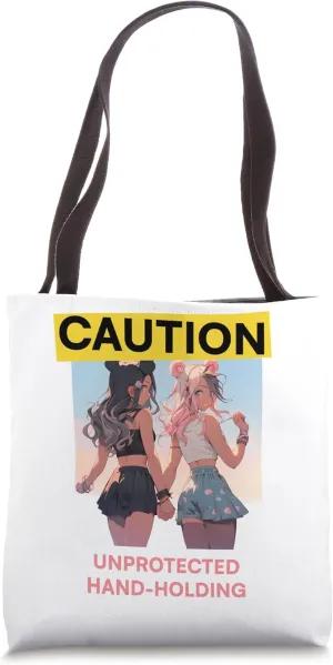 Femboy Sakura Unprotected Hand-Holding Gay Lesbian LGBT Art Tote Bag