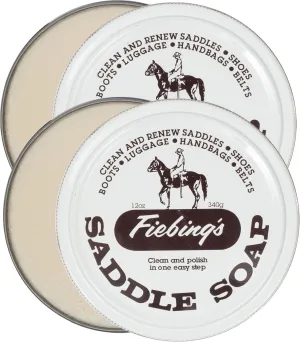 Fiebing's White Saddle Soap for Leather (12oz 2 Pack, 24oz Total) - Leather Cleaner & Conditioner to Soften, Protect & Restore Leathercraft - Leather Soap for Car Seat, Couch, Boot, Bag, & Saddles