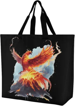 Fire Phoenixes Volcanoes Eruption Large Tote Bag for Women Shoulder HandBag Shopping Purse for Travel Work Gym