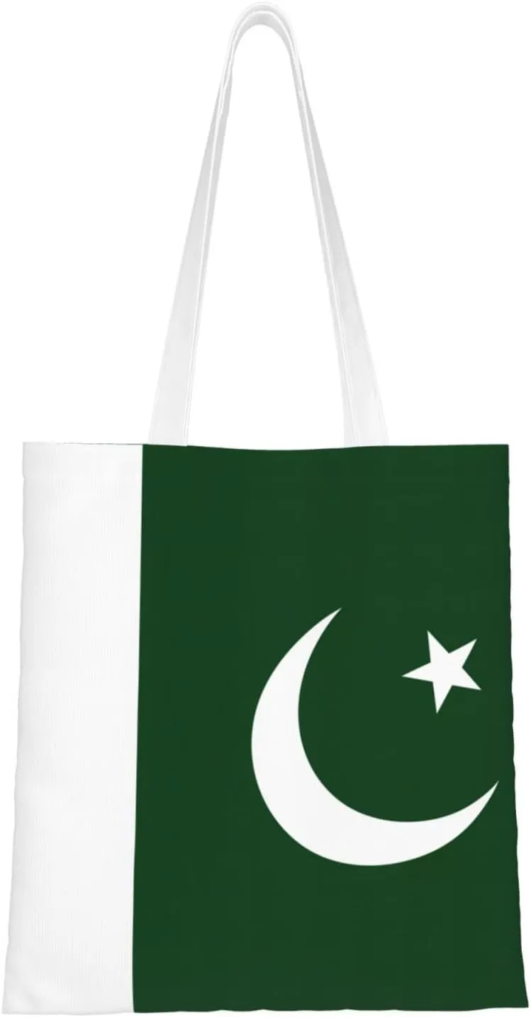 Flag of Pakistan print Canvas Tote Bag for Women,Womens Purse Handbags for Travel Beach Nurse College Gift