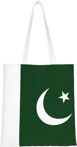 Flag of Pakistan print Canvas Tote Bag for Women,Womens Purse Handbags for Travel Beach Nurse College Gift