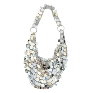Flashy Silver Crochet Purse