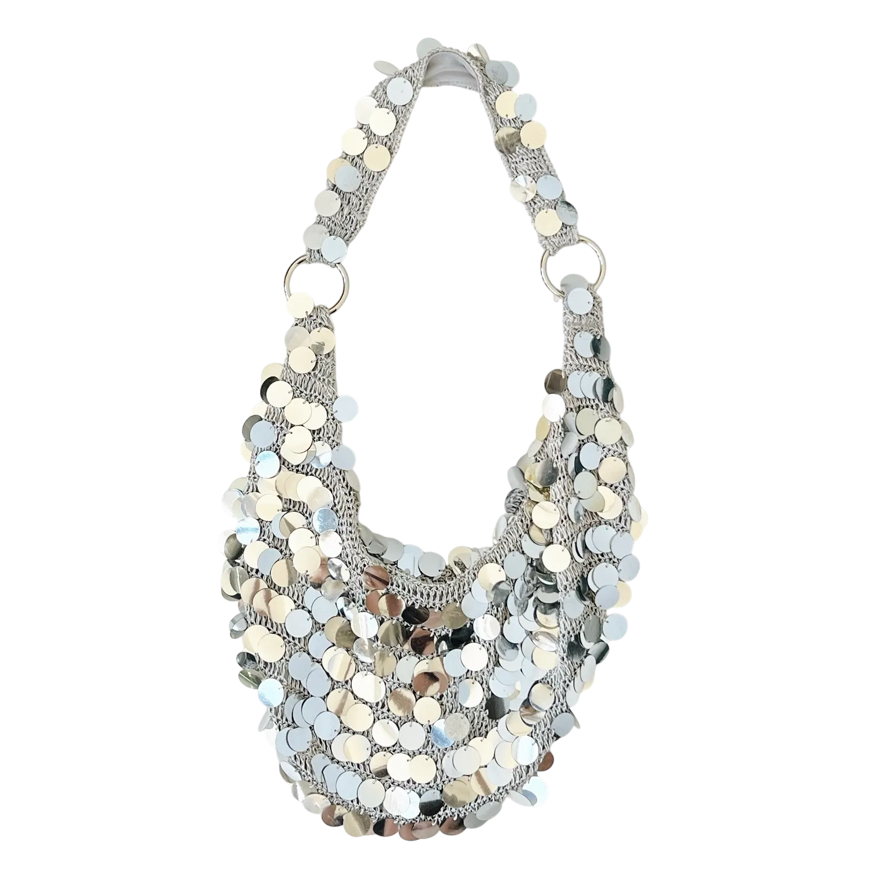 Flashy Silver Crochet Purse